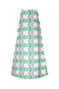 Lonai Jacquard A Line Maxi Green Skirt